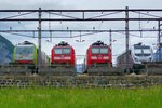 Re 486,  Br 185 und Br 187 am 29.5.2016 in Erstfeld abgestellt.