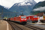 SBB:  GOTTARDO 2016 
Da während den Feierlichkeiten vom 4. und 5. Juni 2016 zwischen Erstfeld und Biasca pro Stunde fünf Personenzüge in beide Richtung unterwegs waren, musste der Güterverkehr stark eingeschränkt werden. Zwei der wenigen Güterzüge wurden in Erstfeld (Dreifachtraktion DB BR 185) und Sisikon am 4. Juni 2016 fotografiert.
Foto: Walter Ruetsch
