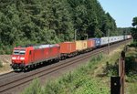 185 199 mit KM 50454 (Maschen Rbf–Bremerhaven Imsumer Deich) am 01.07.2015 zwischen Maschen Rbf und Jesteburg