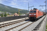 BR 185 der DB zeiht am DO, 4.9.16 einen Kesselzug durch Goldau