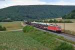 185 347-2 mit einem gemischten Güterzug bei Harrbach Richtung Würzburg, 23.07.2015