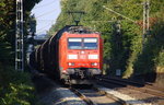 185 041-1 DB kommt die Kohlscheider-Rampe hoch  als Umleiter aus Richtung Mönchengladbach mit einem Volvo-Zug aus Almhult(S) nach Gent(B) und fährt durch Kohlscheid  in Richtung