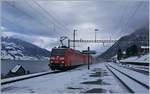 Immensee, Kilometer Null der Gotthard Bahn. Die beiden DB 185 habe noch etwas 400 meter  Gotthardbahn vor sich und kommen dann auf die Südbahn welches sie weiter nach Norden führt. 5. Jan. 2017