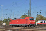 DB Lok 185 346-4 durchfährt den Badischen Bahnhof.