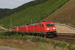 185 272, 185 088 und 151 045 am 22. Juli 2021 bei Boppard am Rhein.