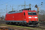 DB Lok 185 089-0 steht am 07.02.2023 auf einem Abstellgleis beim badischen Bahnhof.