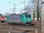 185 543-6 von Rail4Chem manvriert in Aachen-West. Aufgenommen am 25/01/2009.