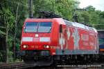 185 142-7 (Railion DB Logistics) fhrt am 20. Juni 2009 um 9:43 Uhr mit einem GZ durch Duisburg Neudorf