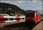 185 349 (9180 6185 349-8 D-DB) erreicht am Abend des 10.08.2009 den Bahnhof Kufstein.