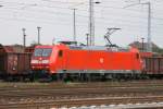 185 003 am 12.08.2010 im Bahnhof Angermnde auf dem Weg nach Stendell