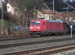 185 342 stand am 15.01.11 mit einem GGZ in Kronach und wartet auf die Weiterfahrt nach Lichtenfels.