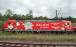 Diese Railion BR185 142-7 sollte mehrheitlich in der Schweiz unterwegs sein am 14.09.2008 in Haltingen abgestellt beim Unterhaltswerk der DB.