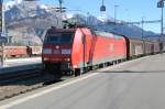 DB Lok 185 094-0 mit einem Güterzug bei der Durchfahrt in Sargans/SG.06.02.14