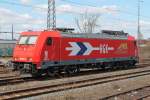185 603-8 (HGK ARS Altmann) wartet am 5.4.2015 im Bahnhof Riedstadt-Goddelau auf ihren Einsatz