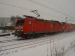 185er nahe Herrenberg mit einem Gterzug aus der Schweiz(24.01.2007)