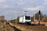 SETG 185 681 mit Holzzug am 19.03.16 durch Sildemow 