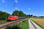 185 631 mit einem Autozug am 01.07.2018 bei Langenisarhofen.