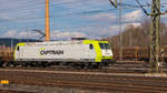 185 505-5 sonnt sich im Bahnhof Saalfeld am 29. März 2018. 