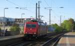 185 582-4 der HGK rollt am 18.04.09 als Lz durch Lneburg Richtung Sden auf ein Ausweichgleis um einen ICE Durchzulassen.