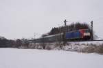 185-CL 003 mit einem RE 13 (Eurobahn Ersatzverkehr in Unna-Uelzen am 13.02.2010 um 12:33 Uhr