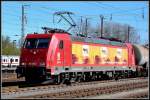 185 586-5 -HGK- durchfhrt mit einem Kesselwagenzug den Hbf Stralsund.  
am 18.04.09 