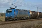 185 526-1 der RSB Logistiscs angemietet von der HGK am 21.11.2010 mit einem Kesselzug unterwegs bei Burgkemnitz Richtung Bitterfeld.