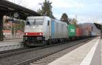 185 638-4 mit Containerzug in Fahrtrichtung Sden. Aufgenommen am 10.01.2012 in Bad Sooden-Allendorf.
