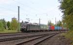 185 564-2 mit Containerzug in Fahrtrichtung Norden. Aufgenommen am 18.05.2012 in Eschwege West.