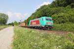 185 612-9  Emons  mit Containerzug in Fahrtrichtung Sden.