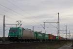 Die für Locon fahrende 185 619 am 15.2.14 mit einem Containerzug in Dedensen-Gümmer.