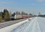 185 537 mit einem Flüchtlingszug am 06.01.2016 bei Langenisarhofen.