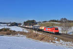 185 631 mit einem Kesselzug am 27.01.2017 bei Fahlenbach.