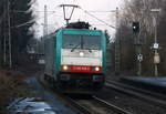 186 346-3 von Railtraxx kommt als Lokzug aus Mönchengladbach-Hbf nach Aachen-West und kommt aus Richtung Mönchengladbach-Hbf,Rheydt-Hbf,Wickrath,Beckrath,Herrath und fährt durch Erkelenz in Richtung Baal,Hückelhoven-Baal,Brachelen,Lindern,Süggerrath,Geilenkirchen,Frelenberg,Zweibrüggen,Übach-Palenberg,Rimburg,Finkenrath,Hofstadt,Herzogenrath, Kohlscheid,Richterich,Laurensberg,Aachen-West. 
Aufgenommen vom Bahnsteig 1 in Erkelenz.
Bei Sonne und Wolken am Nachmittag vom 6.3.2017. 