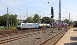 186 422-2 von der Rurtalbahn kommt aus Richtung Köln,Aachen-Hbf,Aachen-Schanz mit einem Güterzug aus Frankfurt-Höchstadt am Main(D) nach Genk-Goederen(B) und fährt in Aachen-West