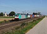 Die E 186 207 und die 193 229 mit einem KLV-Zug am 16.09.2018 unterwegs bei Amselfing.