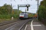 186 448-7 bei der Durchfahrt in Oberlahnstein    Aufnahme Ort: Oberlahnstein  Aufnahme Datum: 22.09.2018