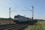 BLS-Cargo 186 108 bei Gierath gen Grevenbroich fahrend am Sonntag den 21.10.2018