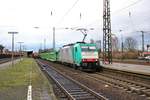 LINEAS Group Bombardier Traxx 186 215-0 mit Hödlmayr Autozug in Hanau Hbf am 09.12.18