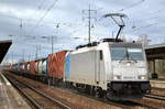 RTB CARGO GmbH mit der Rpool   186 292-9  [NVR-Number: 91 80 6186 292-9 D-Rpool] und Containerzug Richtung Polen am 08.12.18 Bf. Flughafen Berlin-Schönefeld.