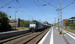 186 293-7 von Lineas kommt aus Richtung Mönchengladbach-Hbf,Rheydt-Hbf,Wickrath,Beckrath,Herrath,Erkelenz,Baal,Hückelhoven-Baal,Brachelen,Lindern,Süggerath mit einem Kalkleerzug aus