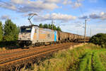 Railpool 186 299 für HSL mit einem Kesselzug von Stendell nach Rostock Seehafen. Aufgenommen am 30.08.2022 in Andershof.