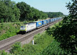 Oberschopfheim - 30. Juni 2022 : 186 158 mit einem LKW Walter KLV in Richtung Süden.