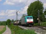 Cobra-Lok 2812 (186 204) mit einem gemischten Güterzug unterwegs nach Aachen-West und Belgien. Hier aufgenommen am 24/05/2010 bei km 21,8 bei Übach-Palenberg.