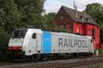 Railpool 186 103 (i.E fr SBB Cargo) am 10.8.11 als Lz in Ratingen-Lintorf.