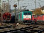 186 233 (2841)und eine weitere Cobra stehen am 21.11.2011 in Aachen West vor einem Kesselzug. Bevor es die Rampe nach Belgien hoch geht, bleibt dem Tf noch Zeit fr ein Schwtzchen mit dem Kollegen.