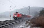 E 186 344-9 mit einem EZ am 09.02.2013 kurz vor Einbeck-Salzderhelden