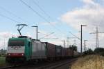 Railtraxx E186 123 am 22.6.13 mit einem KLV bei Brhl 