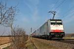 Ebenfalls am 08.03.2014, die Railpool/BLS Cargo 186 104, die an diesem Tag einen Containerzug und die Railpool/Lokomotion/BLS Cargo 186 251 bespannte, als sie bei Hügelheim gen Basel fuhr.