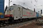 Lokportrait von der CB Rail/Crossrail 186 905 XR, als sie am 28.02.2014 von der 185 527-9 zusammen mit einem LKW Walter Containerzug in Richtung Schweiz überführt wurde.