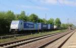 Railpool Lok 186 182-2 für Metrans mit Containerzug in Fahrtrichtung Seelze. Aufgenommen in Dedensen-Gümmer am 29.04.2014.